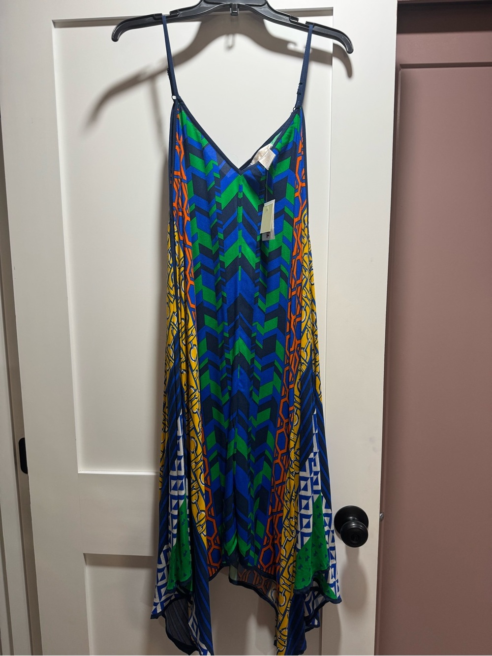 Jealous Tomato Multicolor Blue Green Yellow Orange Asymmetrical Slip Dress